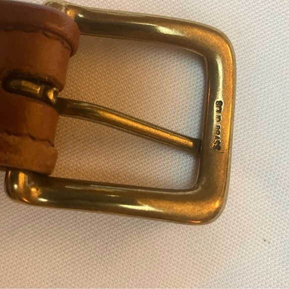 VTG Talbots Womens Sz. L Brown Leather Plaid Tweed Patchwork Belt Preppy - Picture 6 of 10